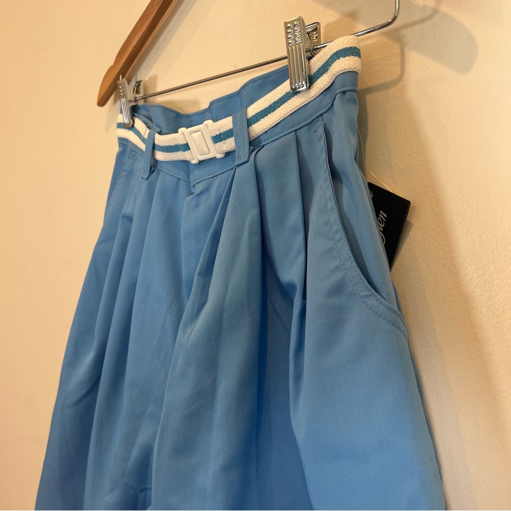 Hunter Glen NWT High Rise Bermuda Culotte Shorts Pleat Front Belted Blue 11/12 - Picture 3 of 13